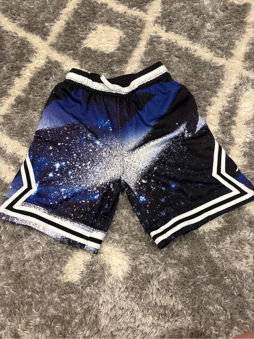 Blue Galaxy Print Jordan basketball Shorts. Size youth large 12-13